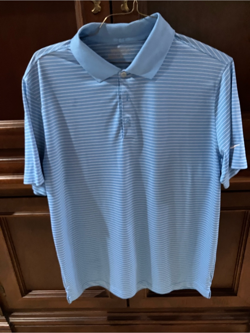 Nike Light Blue Striped Golf Polo